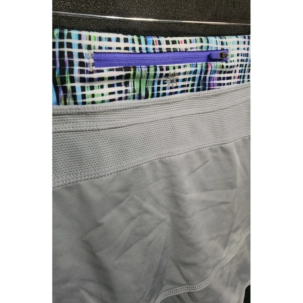 Athleta Girl Super Skort Gray Skirt Shorts Breathable Zip Pocket Logo Sz XL/14‎